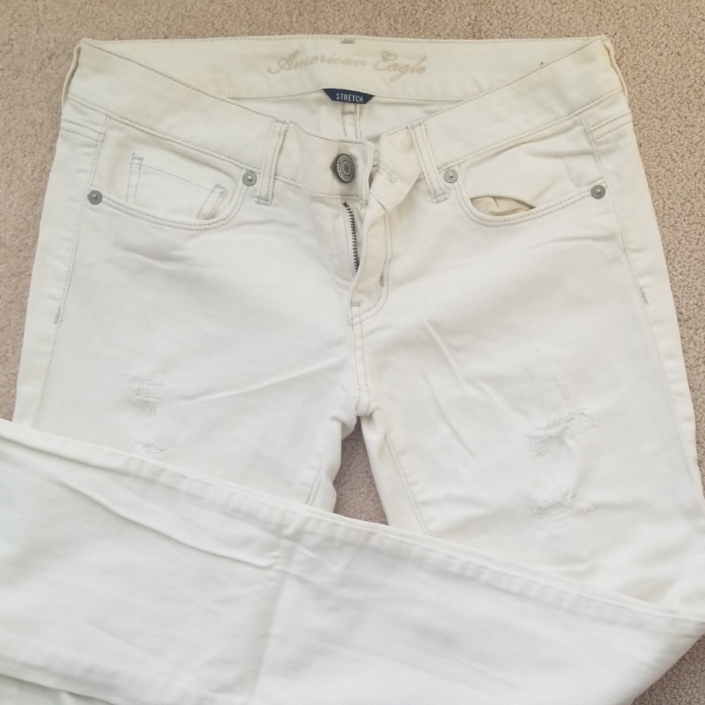 American Eagle ripped white skinny jeans